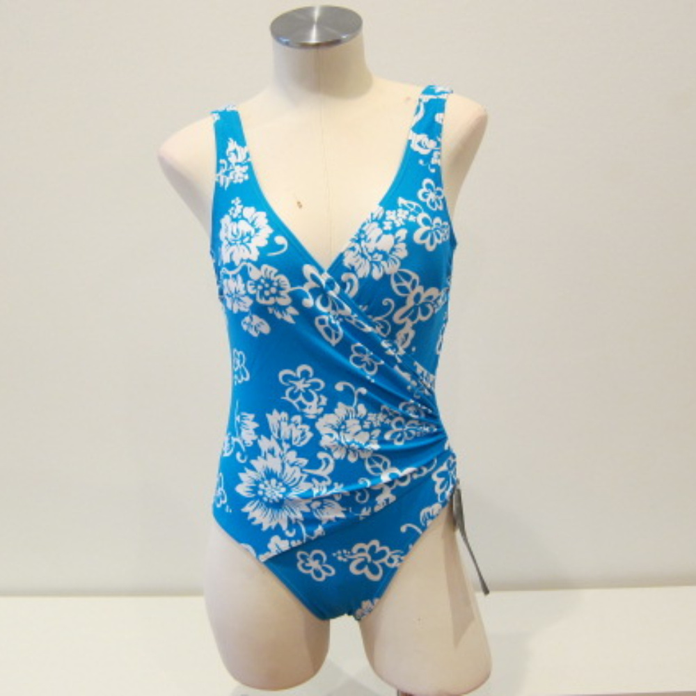 Hydra Turquoise White Floral One-Piece Swimsuit Size 8